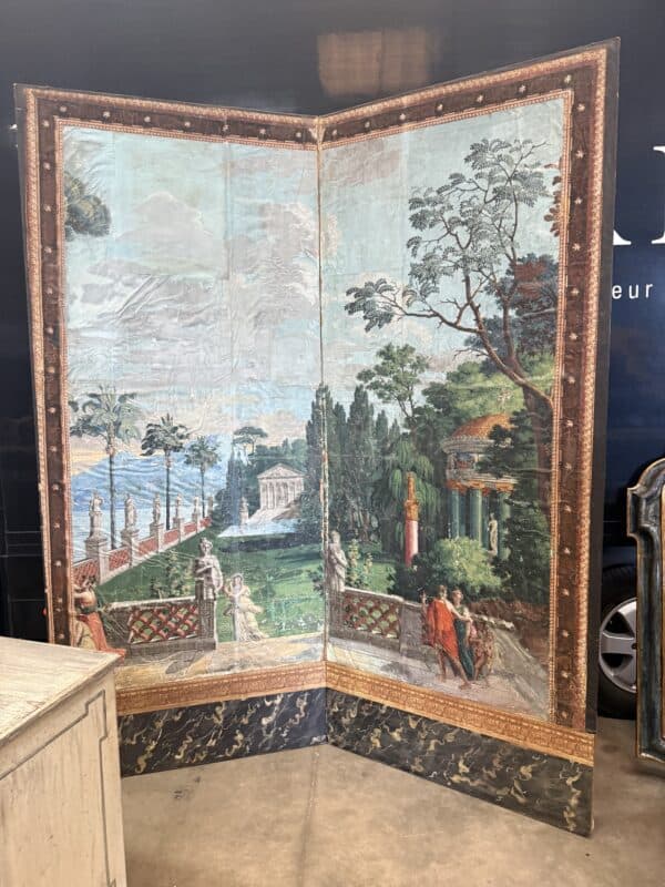 2 Panel Folding Large 19th Century Zuber Wallpaper Panels