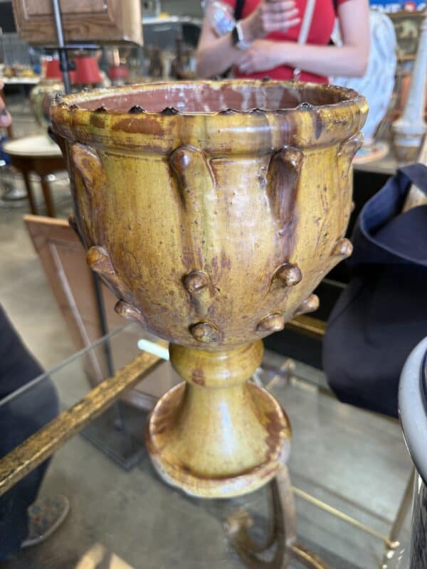 French Yellow Glazed Ceramic Planter , France ca. 1950