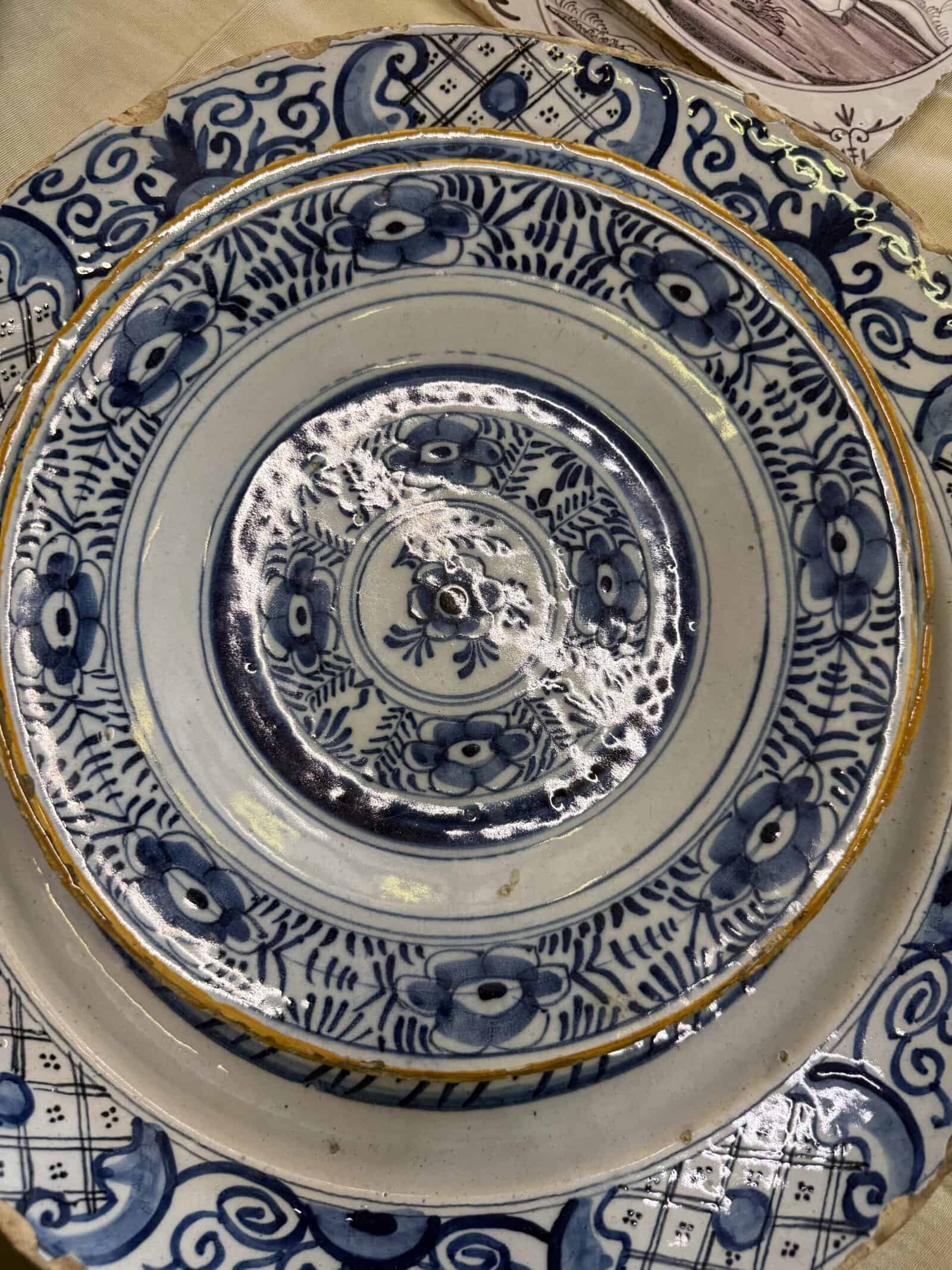 Set of 2 18th Century Delft Blue & White Plates. PRICE PER EACH.
