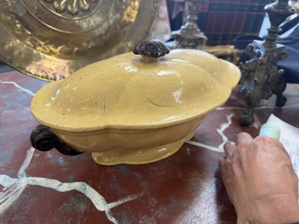 Yellow Glazed Pottery Tureen, France 19th Century