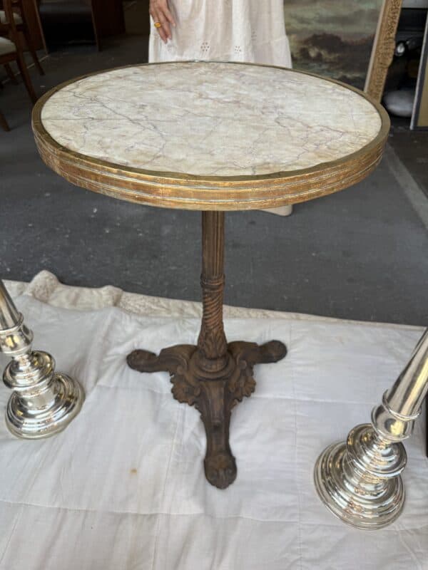 Iron Bistro Table / Gueridon with Marble Top, France ca. 1900