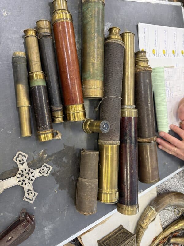 Set of 10 19th Century French Brass & Leather Telescopes / "Longue Vues" . PRICE PER EACH.