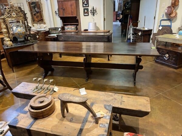 18th Century Italian Walnut Trestle Dining Table, Tuscany - Image 2