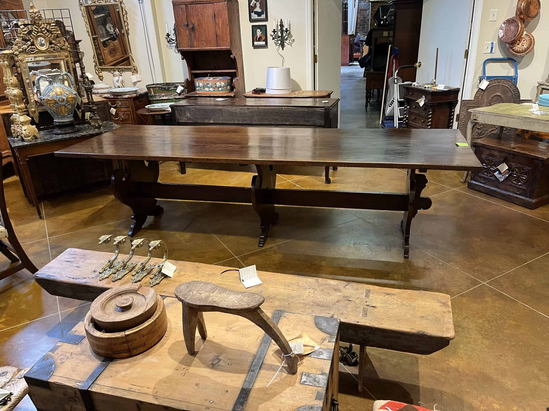 18th Century Italian Walnut Trestle Dining Table, Tuscany - Image 2