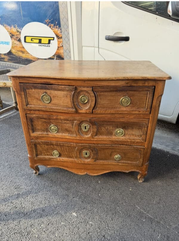 18th Century French Louis XV Walnut 3 Drawer Commode