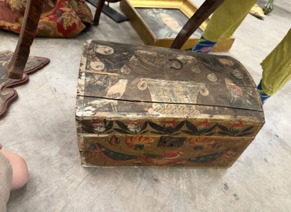 19th Century French Painted Pine Wedding Box
