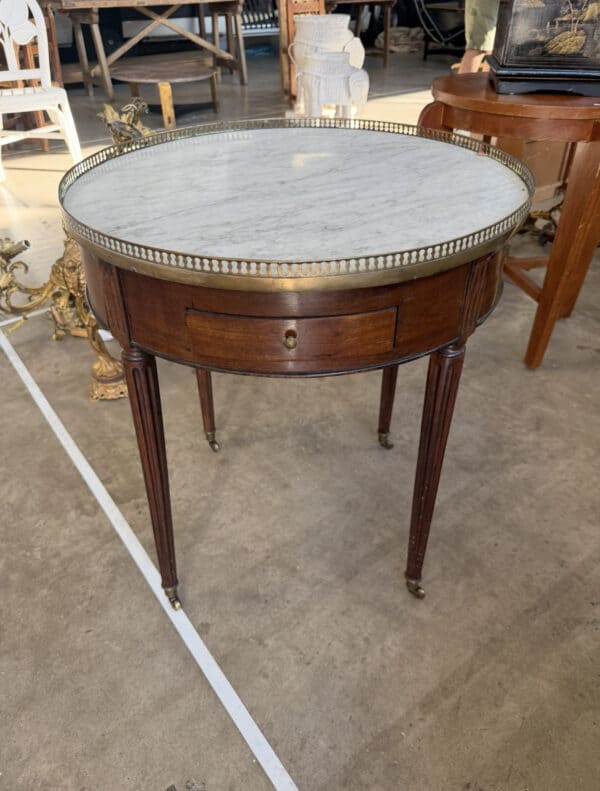 18th Century French Louis XVI Bouillotte Table with Castors & Marble Top, ca. 1790