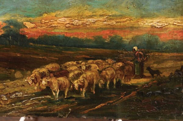 18th Century Oil on Board Painting of Lambs in Landscape - Image 8