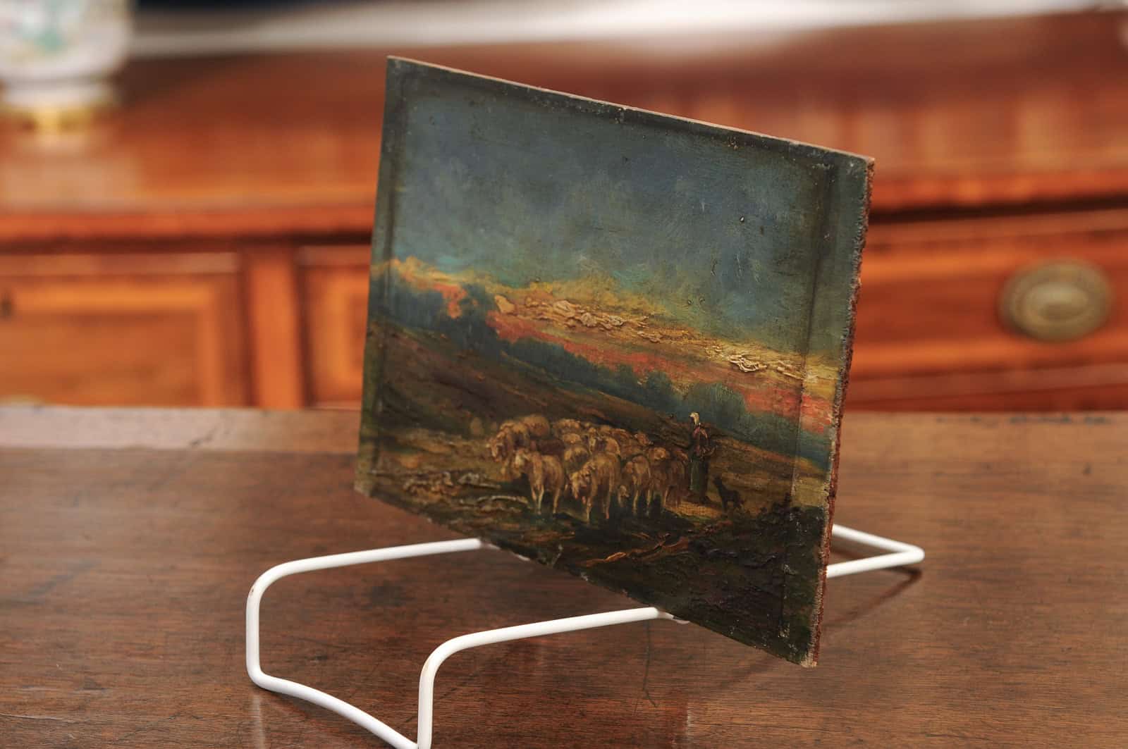 18th Century Oil on Board Painting of Lambs in Landscape - Image 10