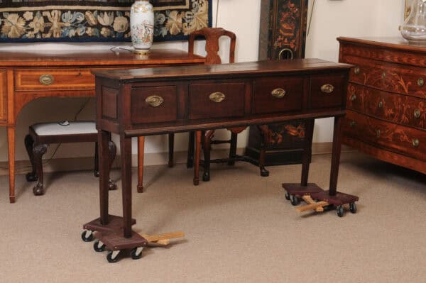 18th Century English Oak Dresser Base with Straight Legs and 4 Drawers - Image 3