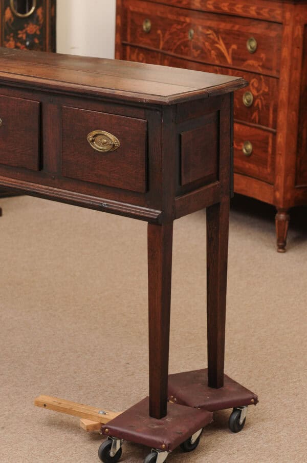 18th Century English Oak Dresser Base with Straight Legs and 4 Drawers - Image 13