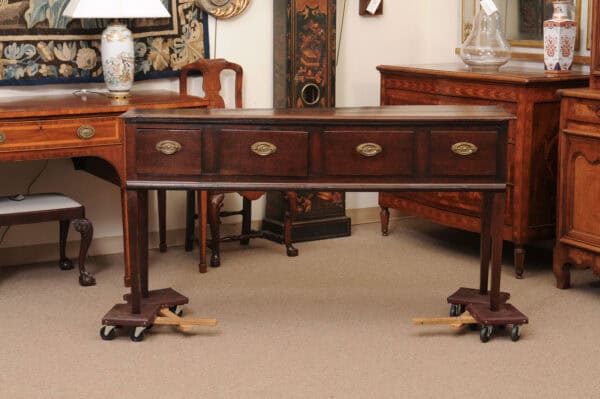 18th Century English Oak Dresser Base with Straight Legs and 4 Drawers - Image 14