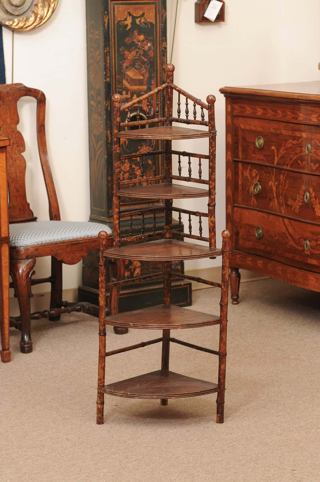 England Late 19th Century Bamboo Corner Shelf - Image 4
