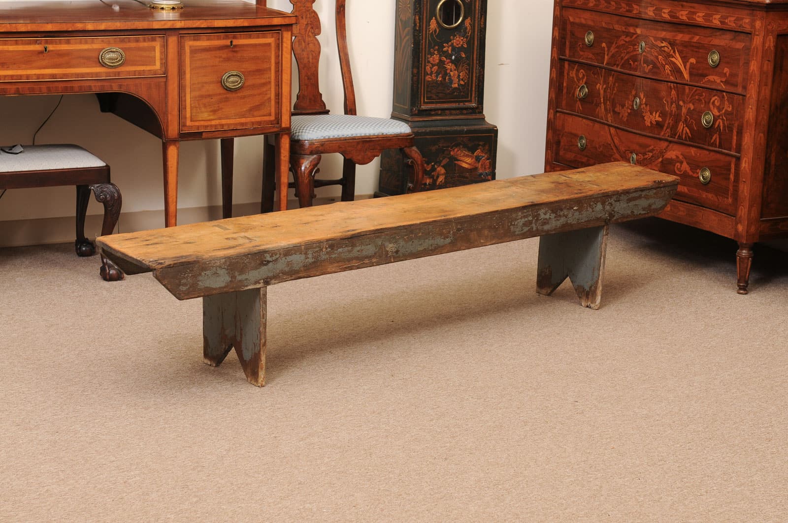 19th Century Primitive American Pine Bench - Image 3