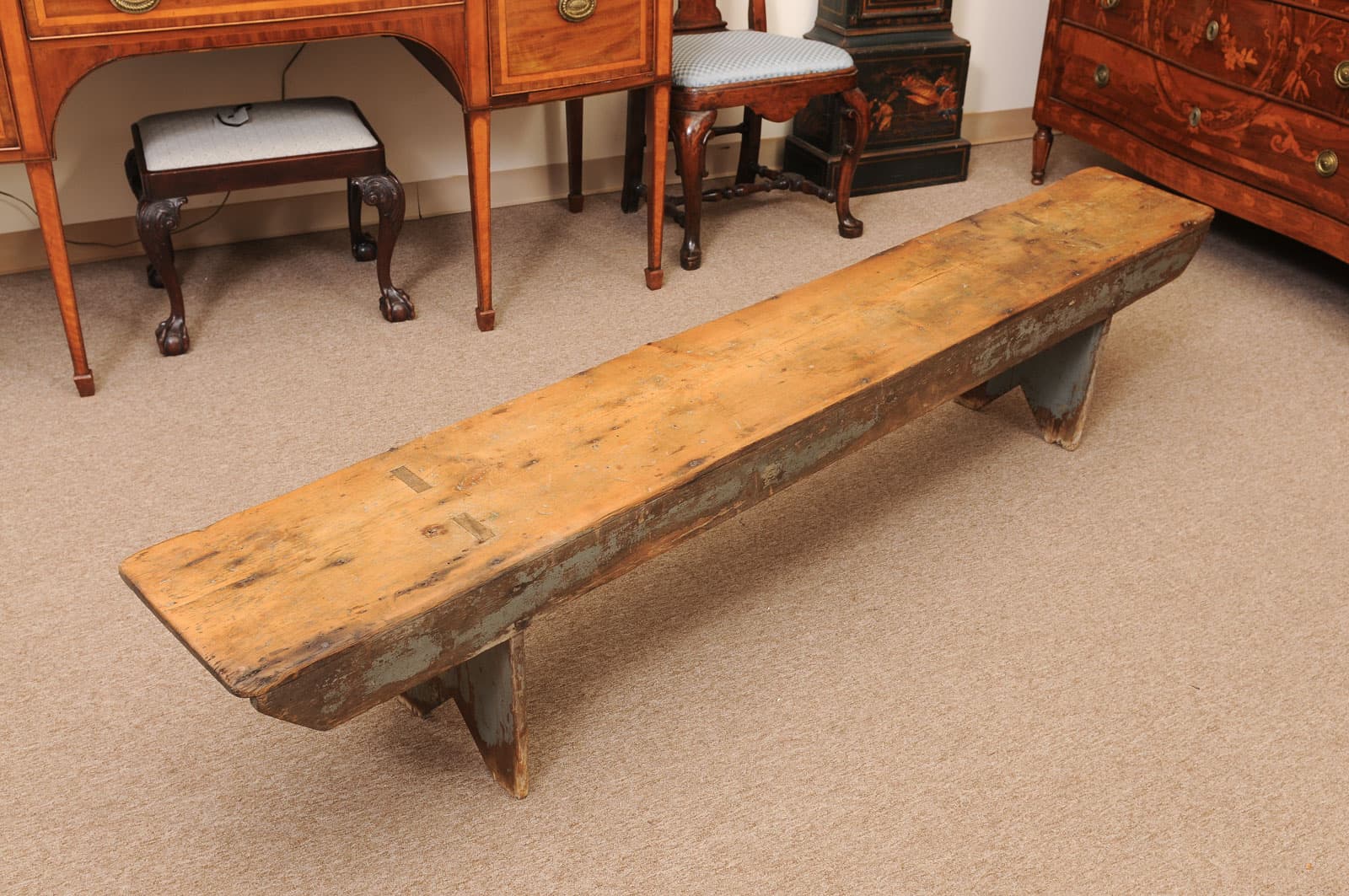 19th Century Primitive American Pine Bench - Image 4
