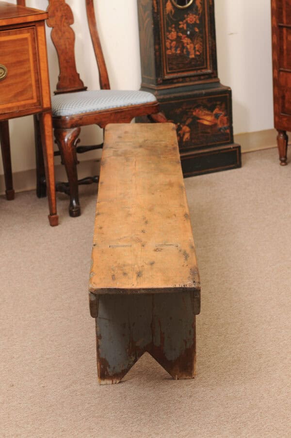 19th Century Primitive American Pine Bench - Image 7