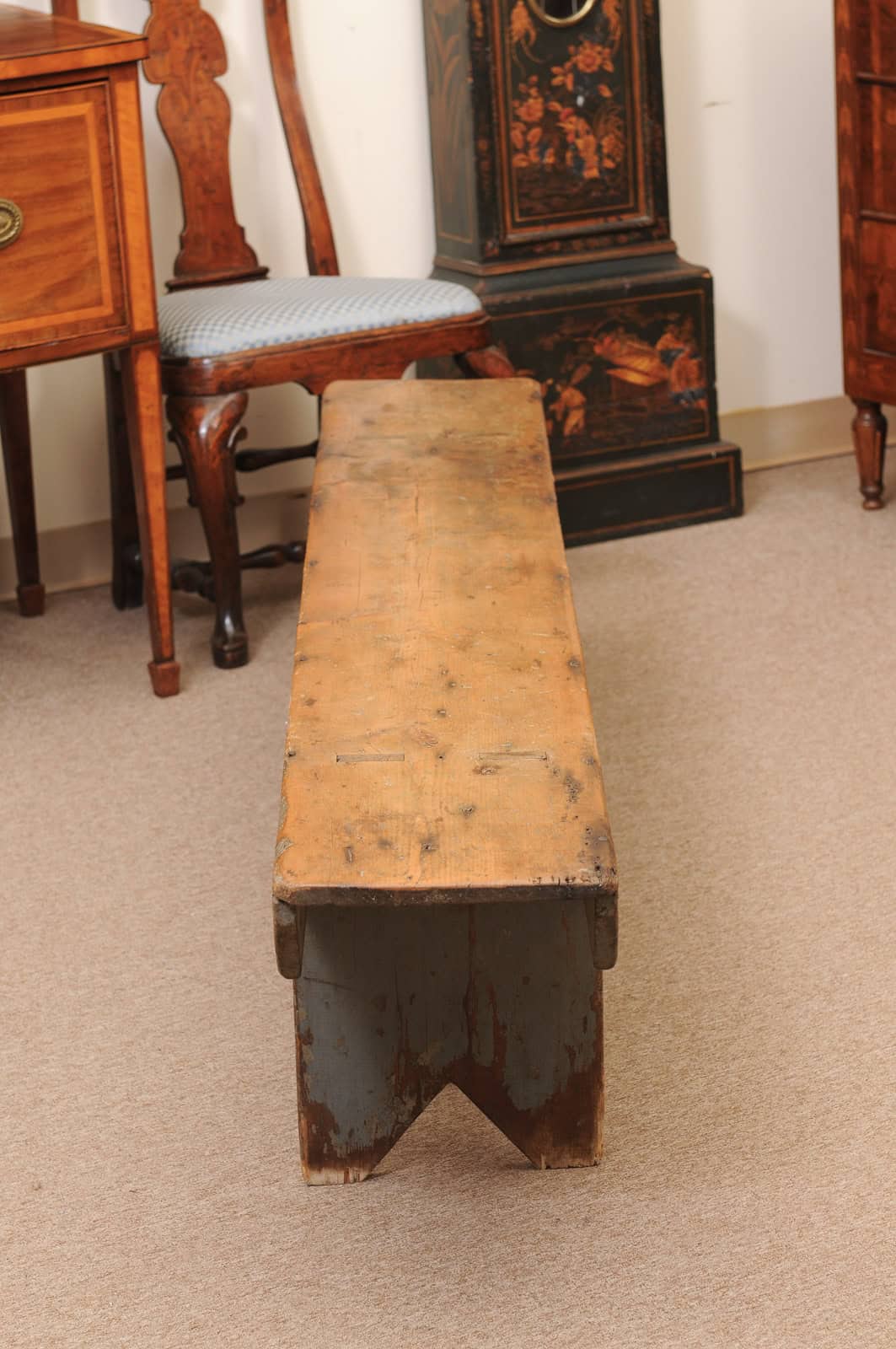 19th Century Primitive American Pine Bench - Image 7