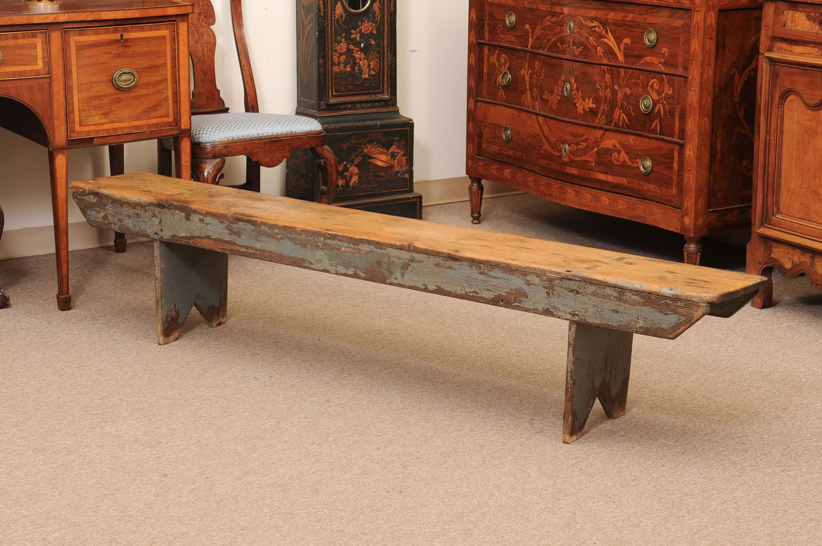 19th Century Primitive American Pine Bench - Image 8