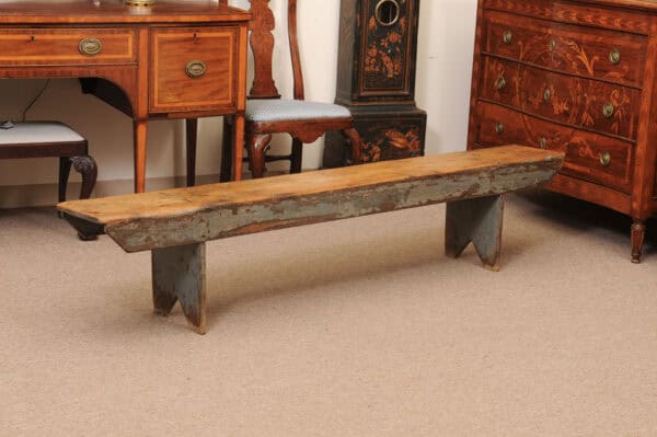 19th Century Primitive American Pine Bench - Image 9
