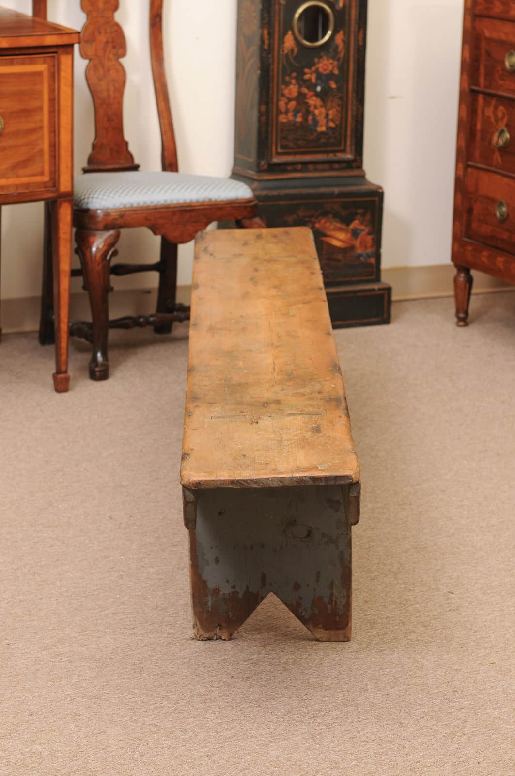 19th Century Primitive American Pine Bench - Image 10