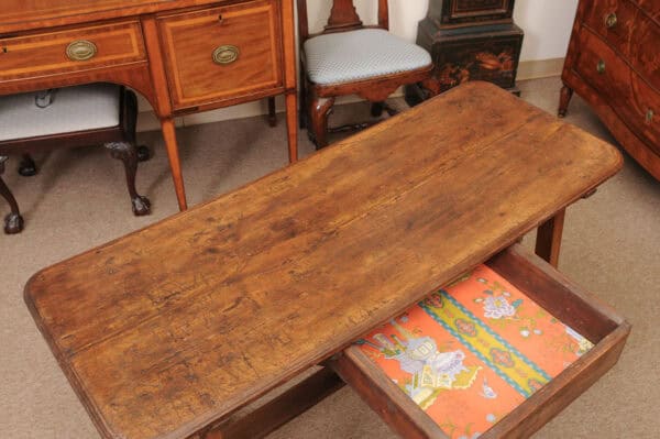 Rustic 19th Century Continental Walnut & Pine Console /Sofa Table with X Stretcher & Small Center Drawer - Image 6