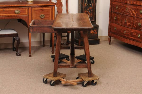 Rustic 19th Century Continental Walnut & Pine Console /Sofa Table with X Stretcher & Small Center Drawer - Image 8