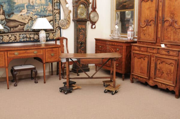 Rustic 19th Century Continental Walnut & Pine Console /Sofa Table with X Stretcher & Small Center Drawer - Image 11