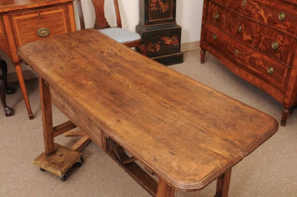 Rustic 19th Century Continental Walnut & Pine Console /Sofa Table with X Stretcher & Small Center Drawer - Image 15