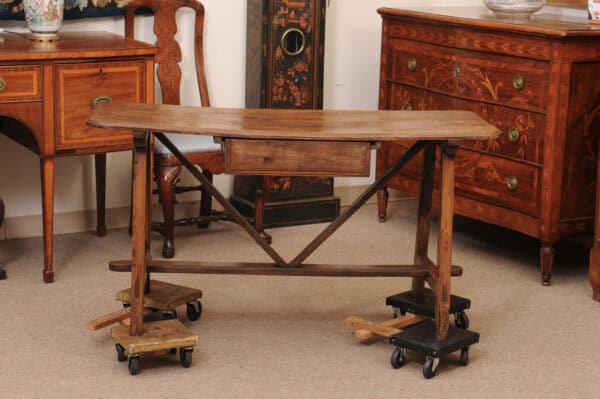 Rustic 19th Century Continental Walnut & Pine Console /Sofa Table with X Stretcher & Small Center Drawer - Image 16