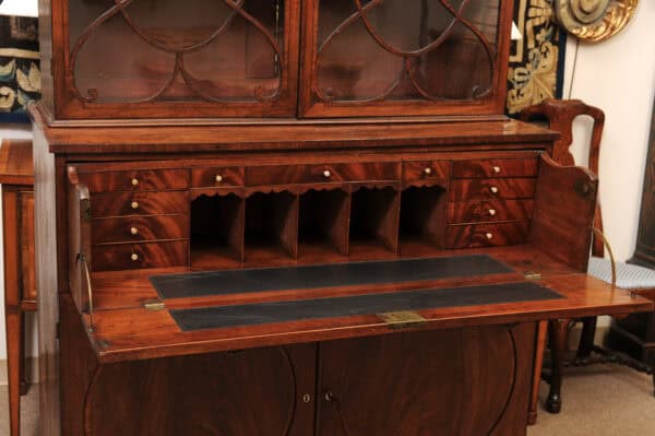 English 19th Century Mahogany Secretary Bookcase with Rosewood Sash Work and Circle Paneled Doors - Image 5