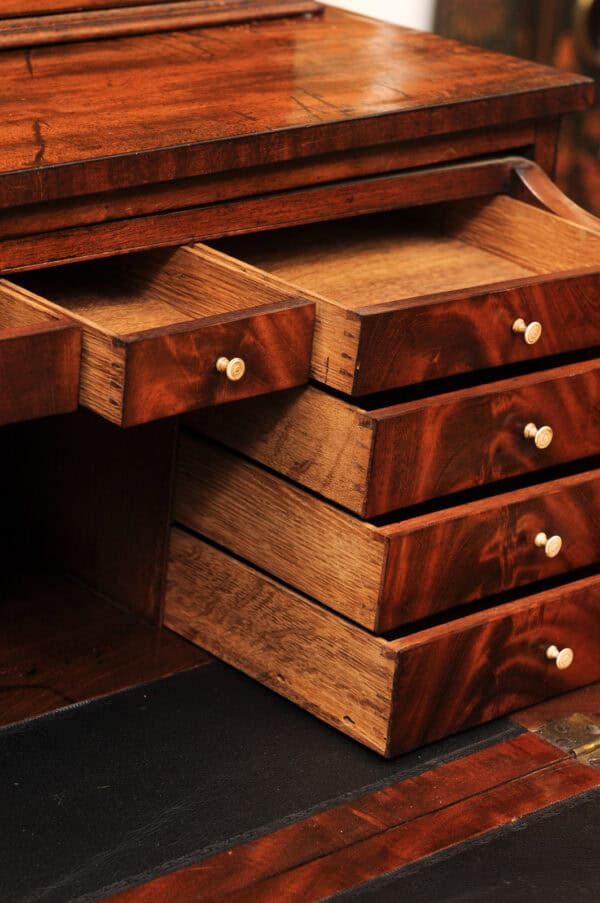 English 19th Century Mahogany Secretary Bookcase with Rosewood Sash Work and Circle Paneled Doors - Image 7