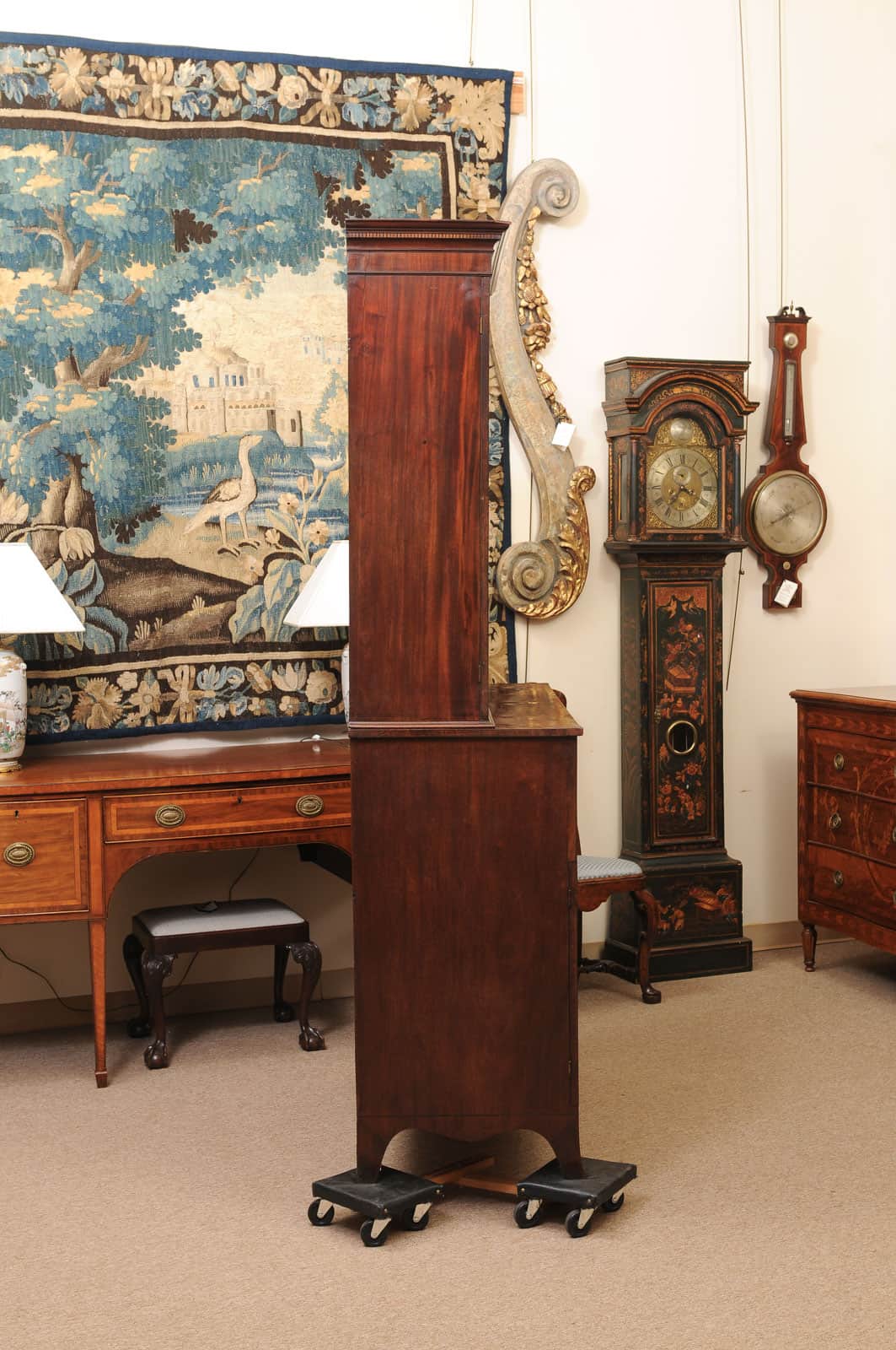 English 19th Century Mahogany Secretary Bookcase with Rosewood Sash Work and Circle Paneled Doors - Image 8
