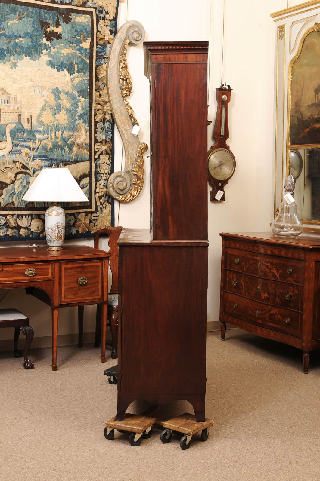 English 19th Century Mahogany Secretary Bookcase with Rosewood Sash Work and Circle Paneled Doors - Image 12