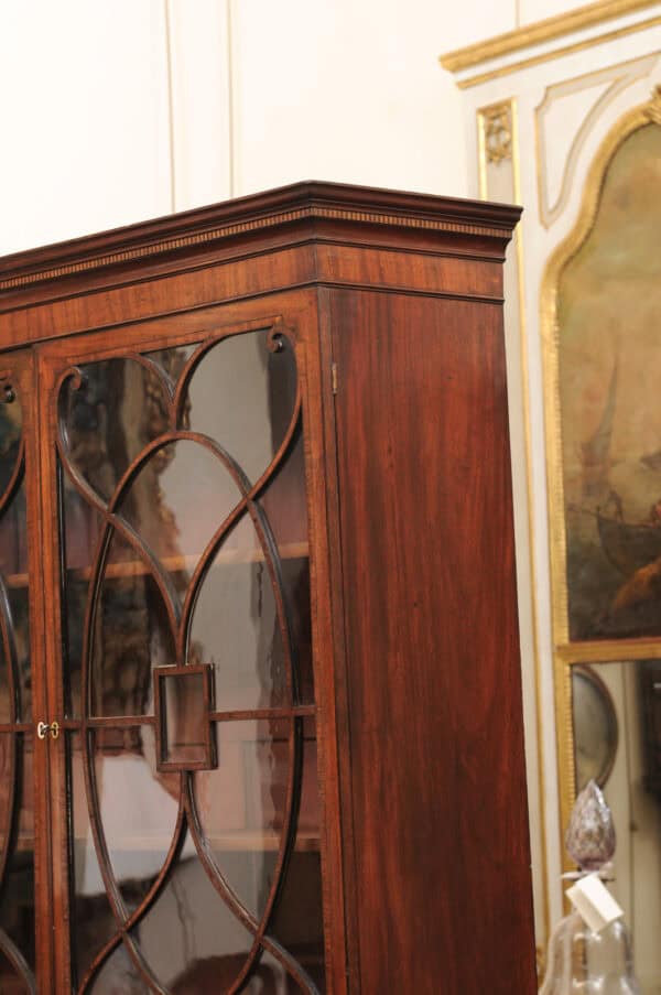 English 19th Century Mahogany Secretary Bookcase with Rosewood Sash Work and Circle Paneled Doors - Image 14