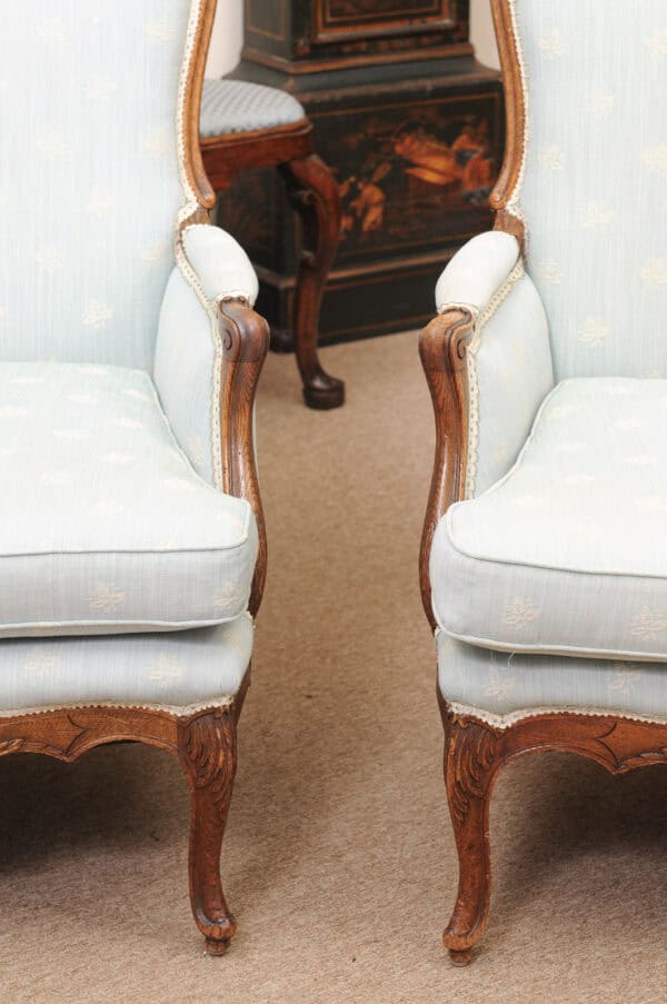 Pair of French XV Style Oak Bergeres with Carving and Cabriole Legs - Image 16