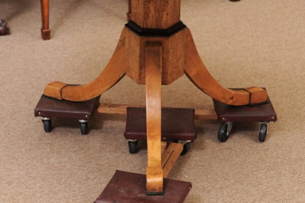 Biedemeier 19th Century Drum Table in Birch, Burled Elm and Rosewood Crossbanding with 6 Drawers and Pedestal Base - Image 13