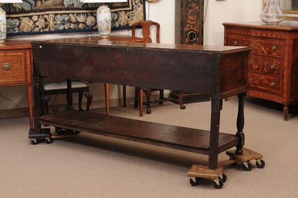19th Century English Dresser Base with Crossbanding, 3 Drawers and Pot Board Below - Image 8