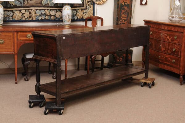 19th Century English Dresser Base with Crossbanding, 3 Drawers and Pot Board Below - Image 10