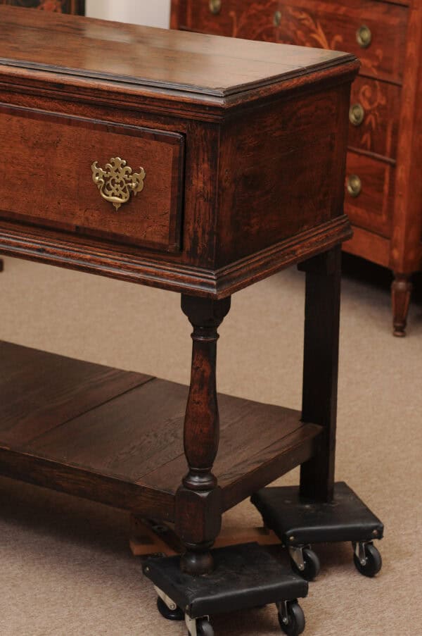 19th Century English Dresser Base with Crossbanding, 3 Drawers and Pot Board Below - Image 13