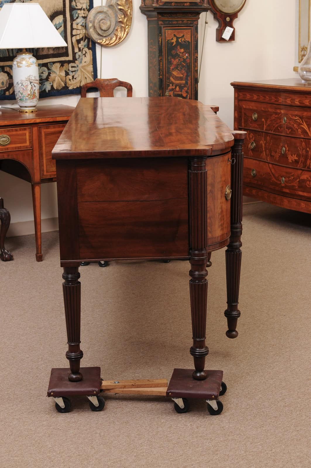 Early 19th Century George IV Mahogany Sideboard with Crossbanding and Reeded Rounded Legs - Image 9