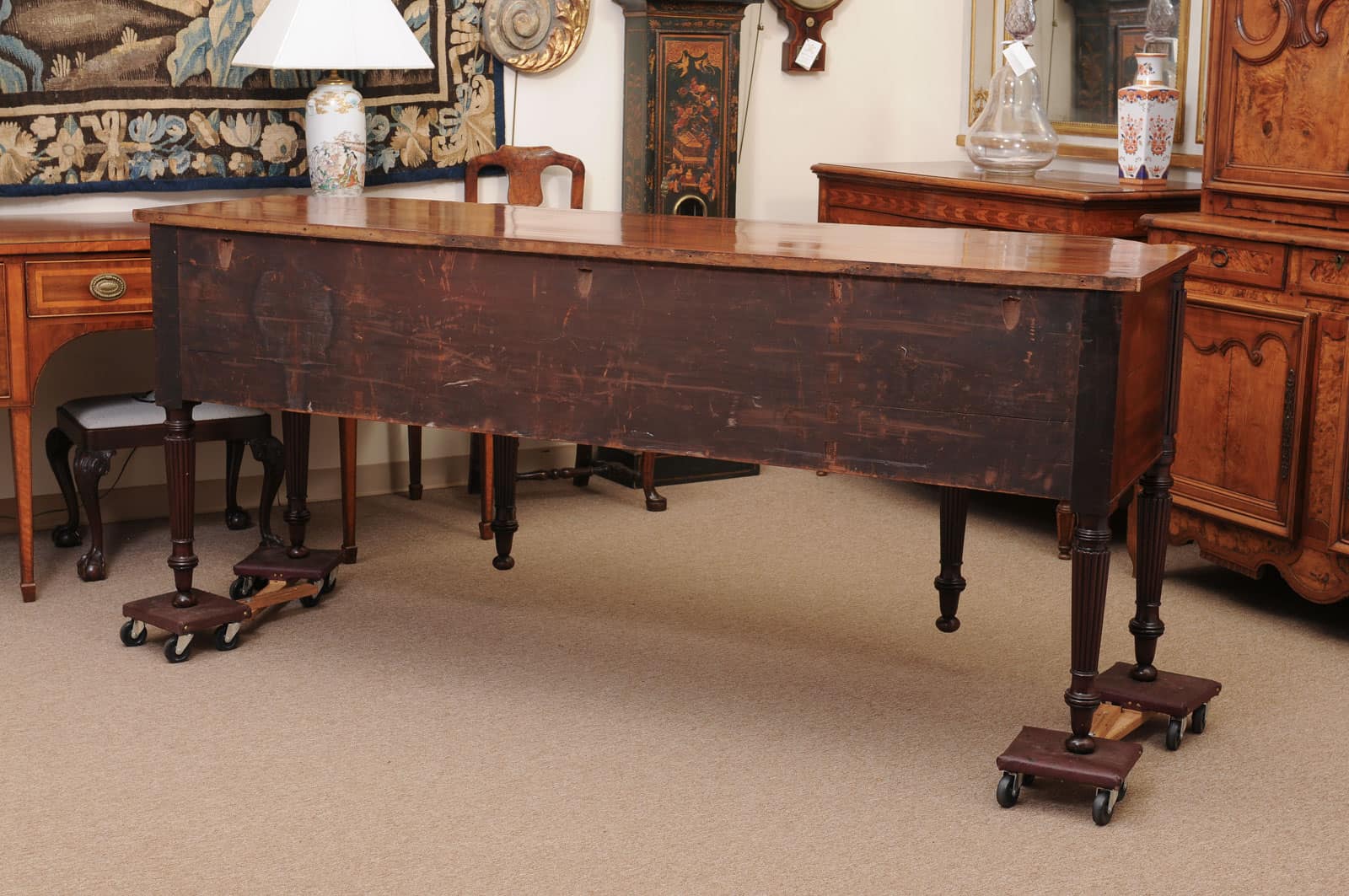Early 19th Century George IV Mahogany Sideboard with Crossbanding and Reeded Rounded Legs - Image 10