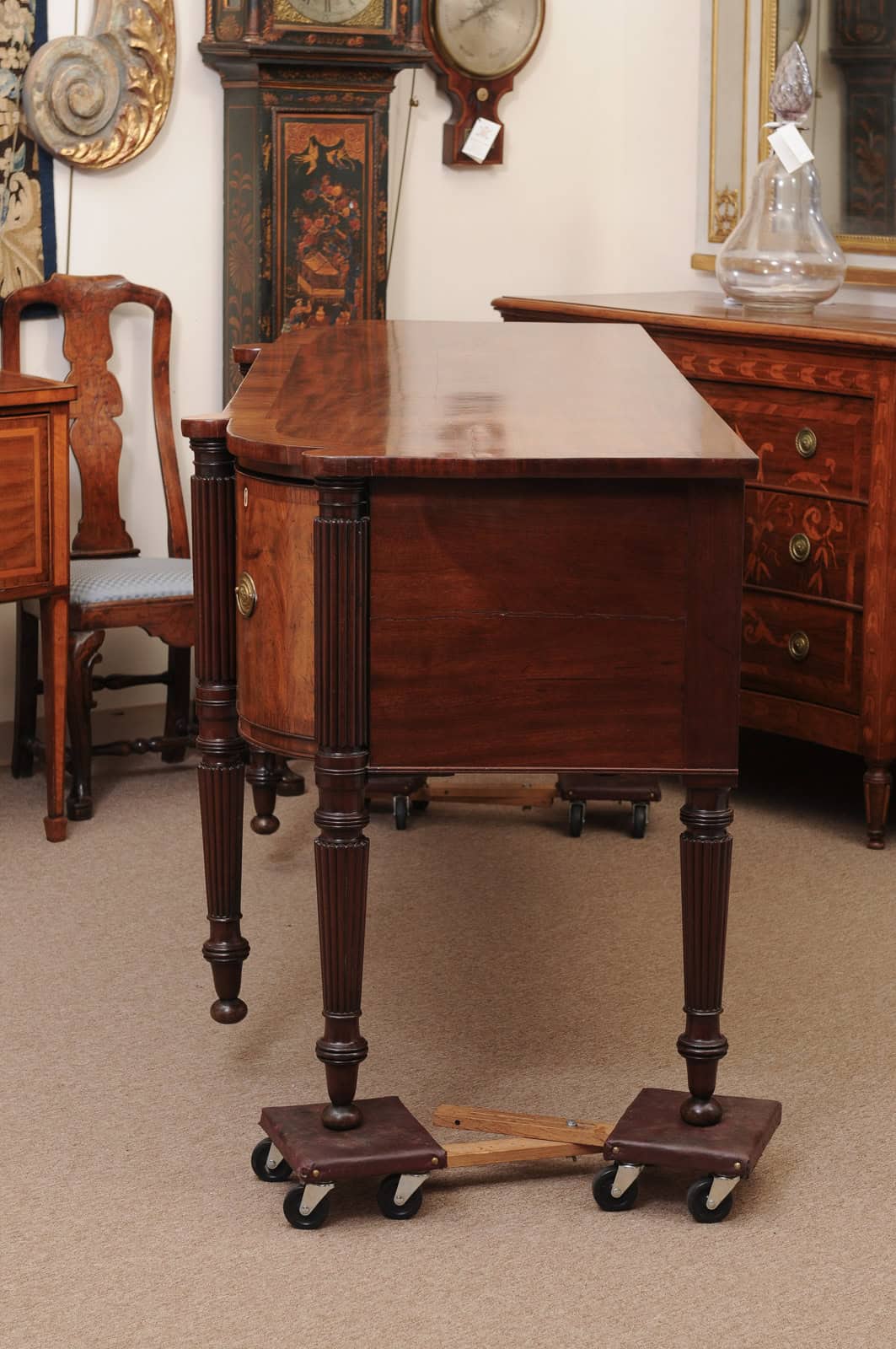 Early 19th Century George IV Mahogany Sideboard with Crossbanding and Reeded Rounded Legs - Image 13