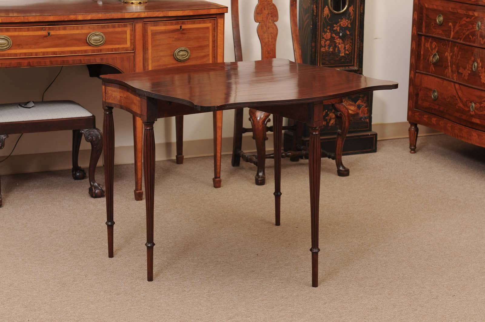 American Game Table in Maple & Mahogany with Reeded Legs, Possibly Salem, MD, Ca. 1815 - Image 12