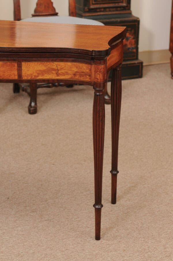 American Game Table in Maple & Mahogany with Reeded Legs, Possibly Salem, MD, Ca. 1815 - Image 16