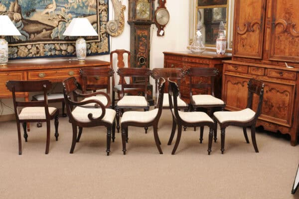 Matched Set of 9 William IV Carved Mahogany Dining Chairs with 1 Arm and 8 Sides - Image 4