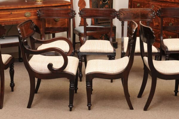 Matched Set of 9 William IV Carved Mahogany Dining Chairs with 1 Arm and 8 Sides - Image 5
