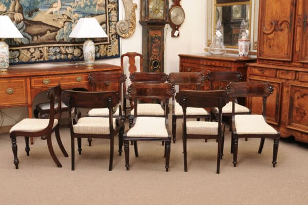 Matched Set of 9 William IV Carved Mahogany Dining Chairs with 1 Arm and 8 Sides - Image 7