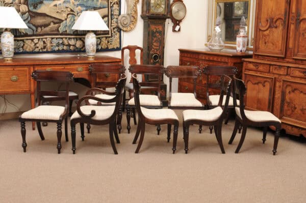 Matched Set of 9 William IV Carved Mahogany Dining Chairs with 1 Arm and 8 Sides - Image 8