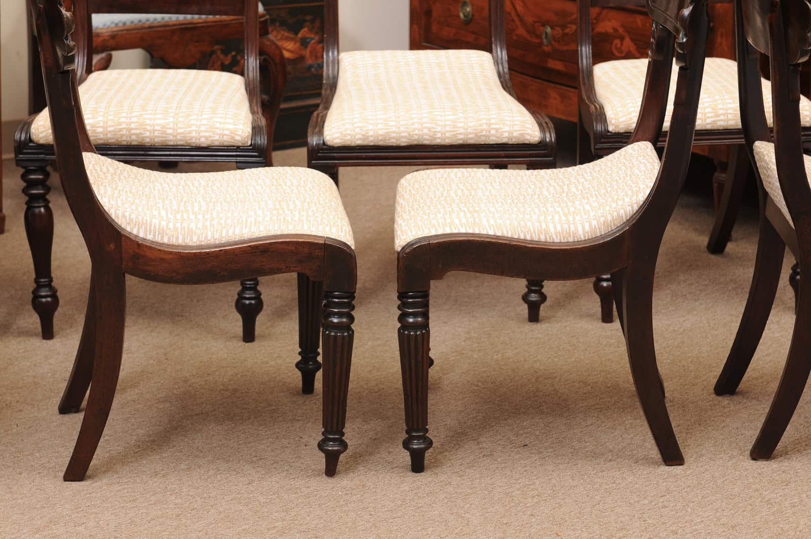 Matched Set of 9 William IV Carved Mahogany Dining Chairs with 1 Arm and 8 Sides - Image 9