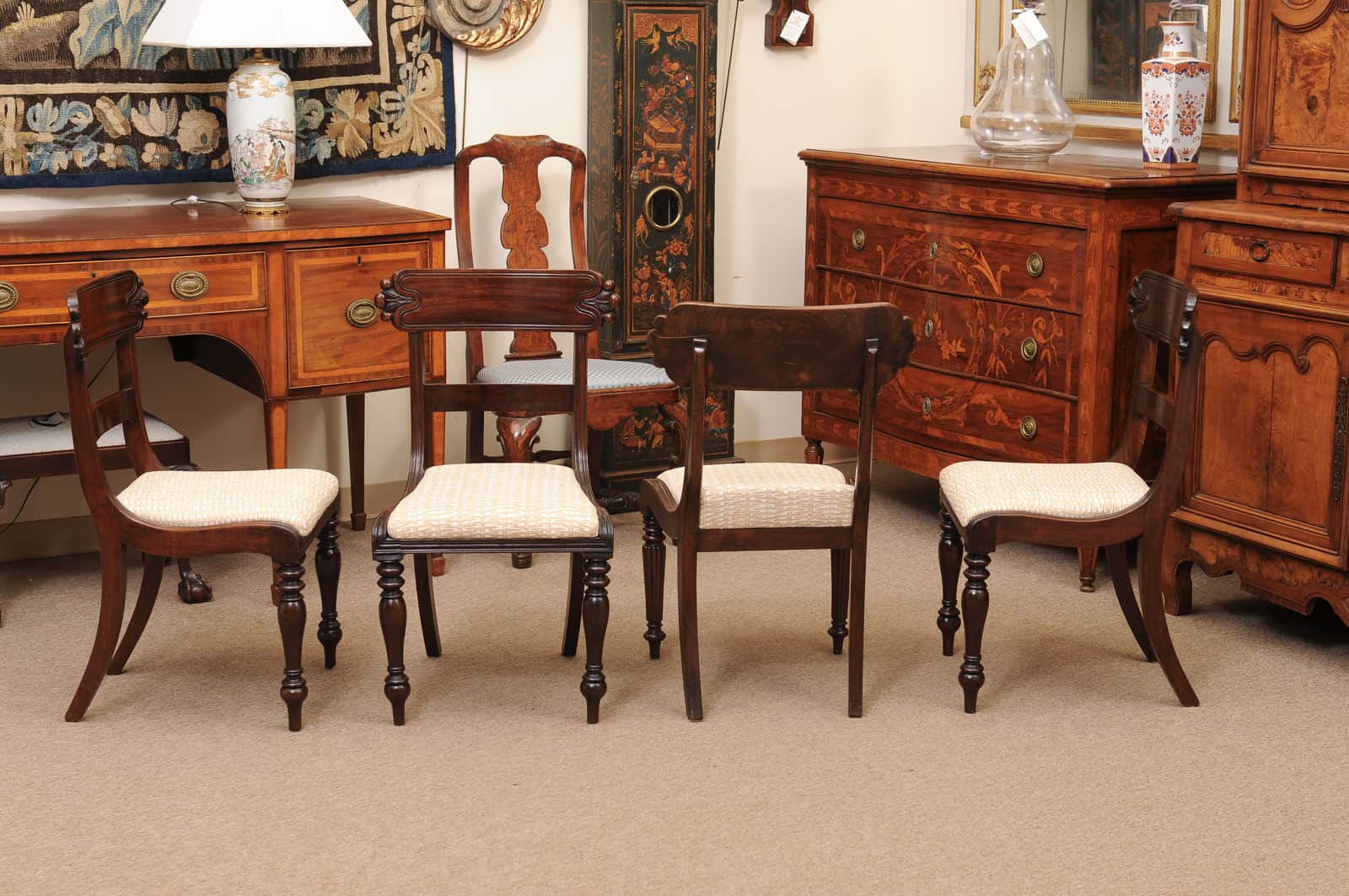 Matched Set of 9 William IV Carved Mahogany Dining Chairs with 1 Arm and 8 Sides - Image 11